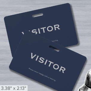 Simple Navy Blue Visitor ID Badge