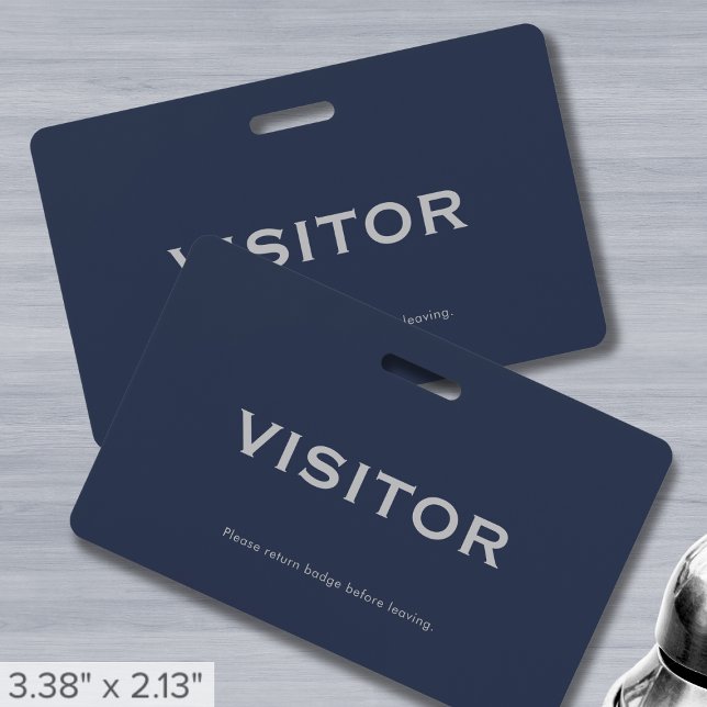 Simple Navy Blue Visitor ID Badge (Creator Uploaded)