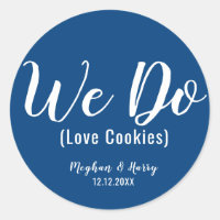 Simple Navy Blue We Do Love Cookies Wedding Favour