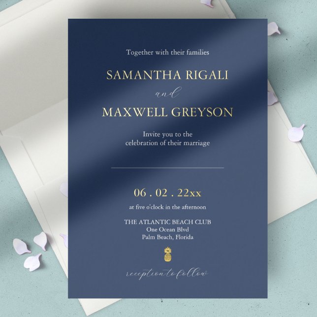 Simple Navy Blue Wedding (wedding invitation navy blue minimalistic )