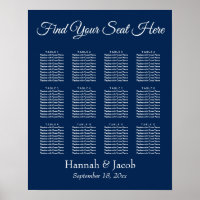 Simple Navy Blue Wedding Reception Seating Chart