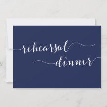 Simple Navy Blue Wedding Rehearsal Dinner Invites