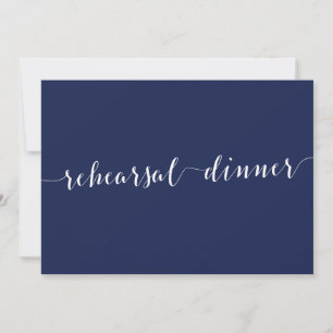 Simple Navy Blue Wedding Rehearsal Invitations