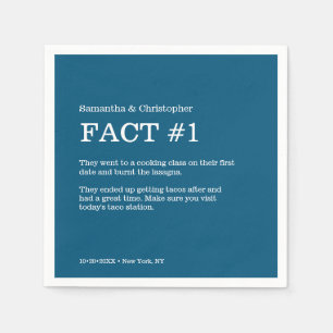 Simple Navy blue White Wedding Fact Napkin