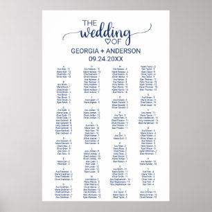 Simple Navy Calligraphy Alphabetical Seating Chart