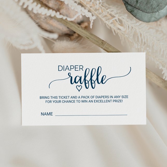 Simple Navy Calligraphy Diaper Raffle Enclosure Card (Creator Uploaded)