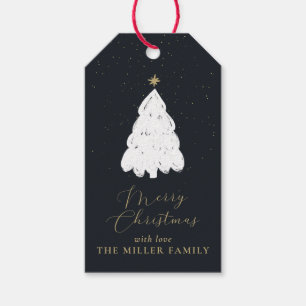 Simple navy Christmas tree gift tag