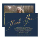 Simple Navy & Gold Calligraphy Funeral Photo