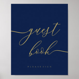 Simple Navy gold Guest Book Wedding