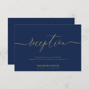 Simple Navy Gold Signature Party Reception Invitation