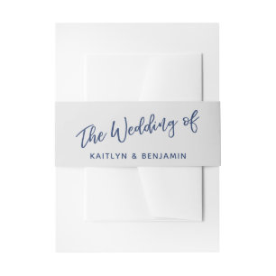 Simple Navy & Grey Typography The Wedding Of Invitation Belly Band