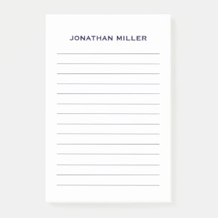 Simple Navy Lined Personalised 4x6 Post-it Notes