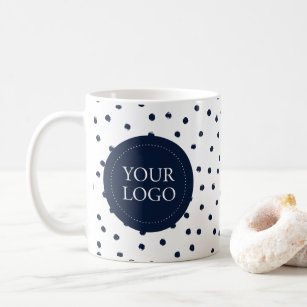 Simple Navy Minimal Business Logo Custom Coffee Mug