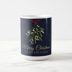Simple navy mistletoe Christmas Coffee Mug