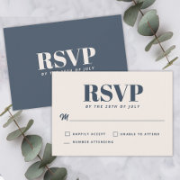 Simple Navy Modern Minimalist Wedding RSVP