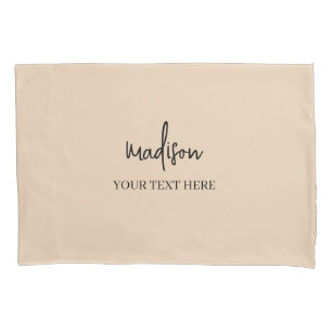 Simple Navy orange Signature With Text  Pillow Pillowcase