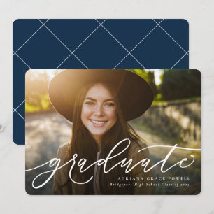 Simple navy photo graduation announcement