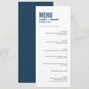 Simple Navy Typography Wedding Menu