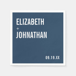 Simple Navy Typography Wedding Napkin