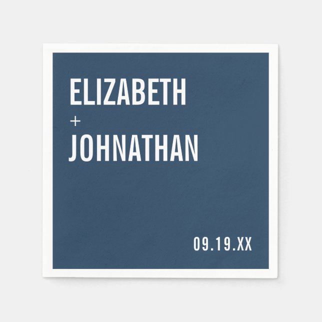 Simple Navy Typography Wedding Napkin (Front)
