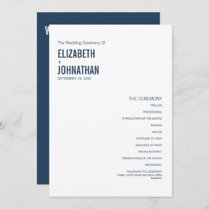 Simple Navy Typography Wedding Programme