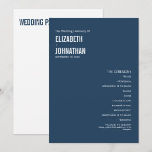 Simple Navy Typography Wedding Programme