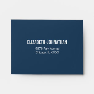 Simple Navy Typography Wedding RSVP Envelope