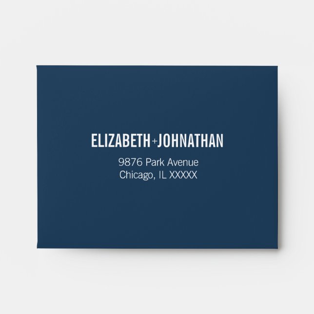 Simple Navy Typography Wedding RSVP Envelope (Front)