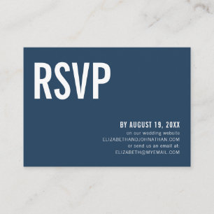 Simple Navy Typography Wedding Website RSVP Enclosure Card