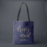 Simple Navy Watercolor & Gold Bridesmaid Monogram Tote Bag<br><div class="desc">Simple Navy Watercolor & Gold customisable Background colour for any wedding colour palette just click the customise further link to Change the background colour! with fun faux gold foil wedding typography and modern script fonts. Simple and elegant Wedding Bridesmaid Tote Bags ~ Check my shop to see the entire wedding...</div>