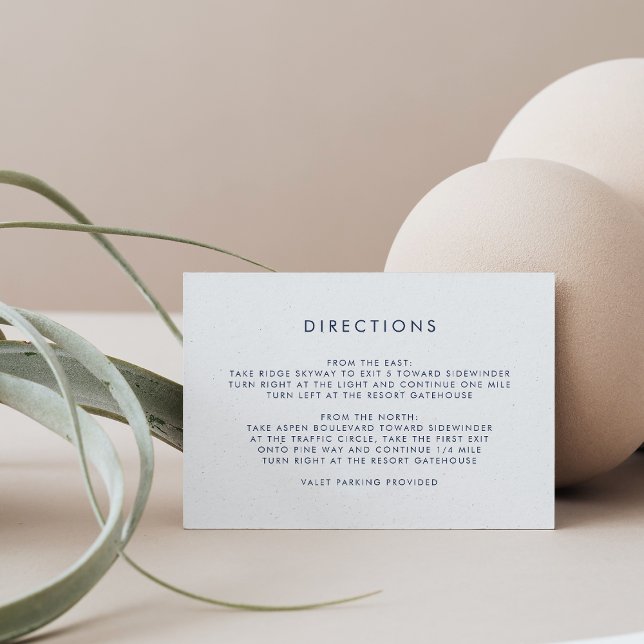Simple Navy & White Directions Enclosure Card (Creator Uploaded)