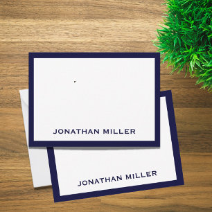 Simple Navy White Typographic Name Card