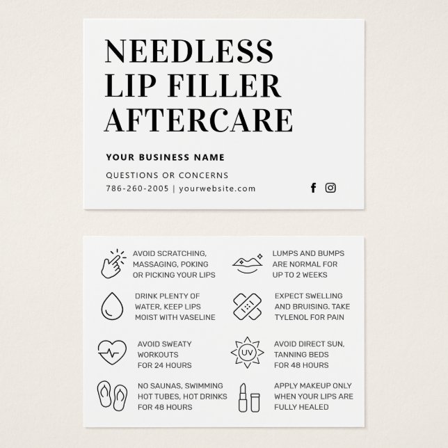 Simple Needles Lips Filler Esthetician Aftercare (Front & Back)
