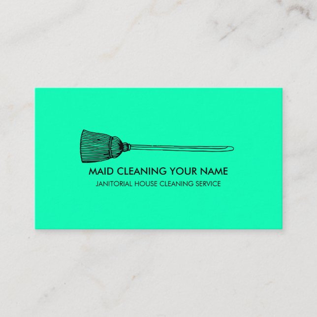 Simple neon green Maid Cleaning Room Housekeeper Business Card (Front)