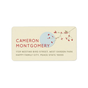 Simple Nesting Bird Family Baby Shower Address Label