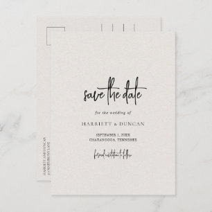 Simple Neutral Beige Elegant Wedding Save the Date Announcement Postcard