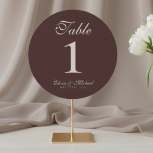 Simple Neutral Brown Wedding Table Number