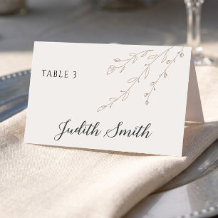 Simple Neutral Cream Wedding Table Place Card