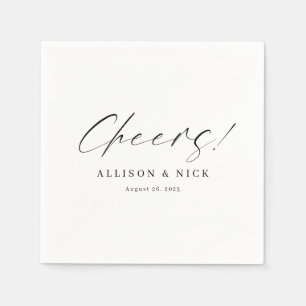 Simple Neutral Customised Cheers Wedding Napkins