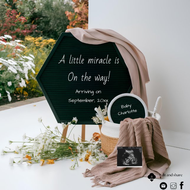 Simple neutral  garden pregnancy announcement (Creator Uploaded)