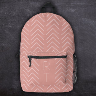 Simple Neutral Geometric Arrows Monogram Initials Printed Backpack