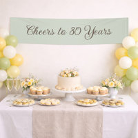Simple Neutral Green Cheers 80 Years Birthday