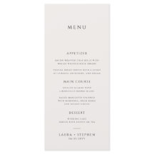 Simple Neutral Ivory Beige Wedding Menu
