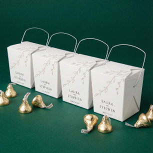 Simple Neutral Ivory Botanical Wedding Favour Box