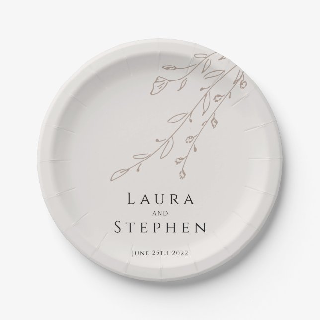 Simple Neutral Ivory Wedding Paper Plate (Front)