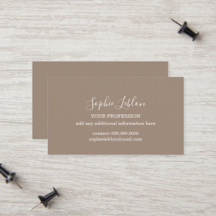 Simple neutral khaki calling card