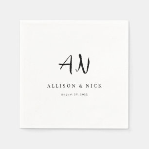Simple Neutral Monogram Wedding Napkins