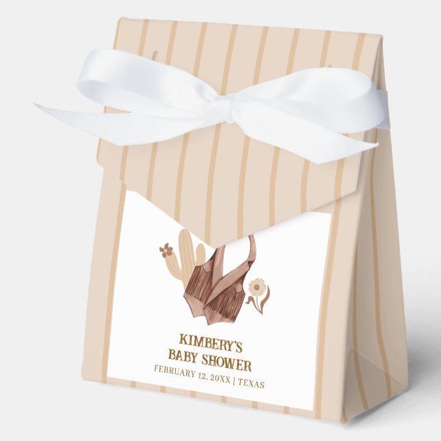 Simple Neutral Rustic Cactus Cowgirl Baby Shower  Favour Box (Front)