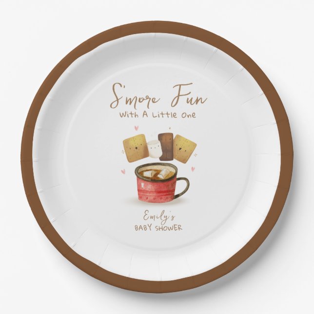 Simple Neutral S'more Fun Fall Baby Shower Paper Plate (Front)
