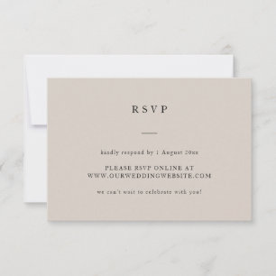 Simple Neutral Text Only Elegant Wedding Website RSVP Card